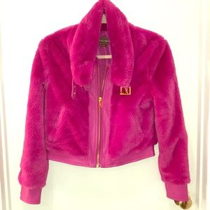 Hot pink fluffy jacket!